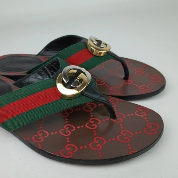 Gucci Kika GG Web Flip Flips size 36 - Picture 2 of 9